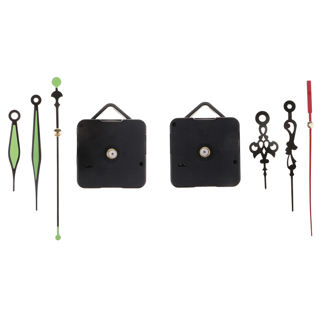 Hot Black Quartz Wall Clock Movement Mechanism Hands DIY Repair Tool Parts Kit (Black and Green Pointer)