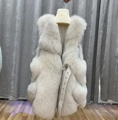 Высококачественное утепленное винтажное зимнее женское пальто теплая элегантная женская уличная одежда Повседневная натуральная Шуба из натурального Лисьего меха