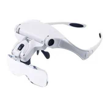 

Head Magnifier Magnifying Glasses With Led Lighting Hands-Free Frontal Loupes For Sewing, Precision Repairing Optical Glass
