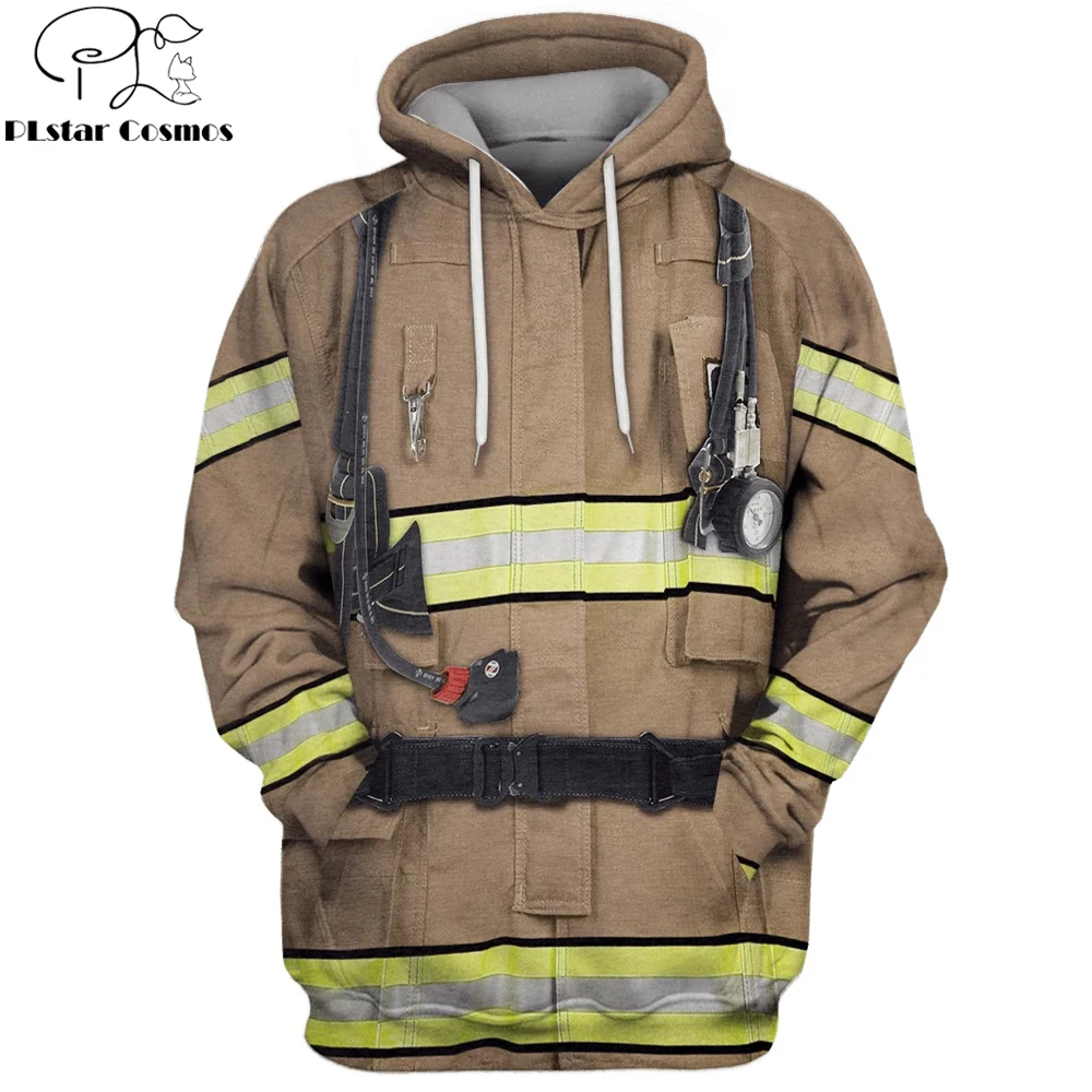 

Fashion Men Hoodies Firefighter Suit 3d Full-Print Sweatshirt / zip Hoodie Cosplay costume Unisex Streetwear Drop shipping