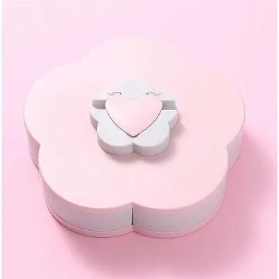 Коробка для хранения конфет Волшебная коробка для хранения двухслойная вращающаяся Цветочная форма Праздничная Свадебная Праздничная коробка для хранения косметики - Цвет: Pink B