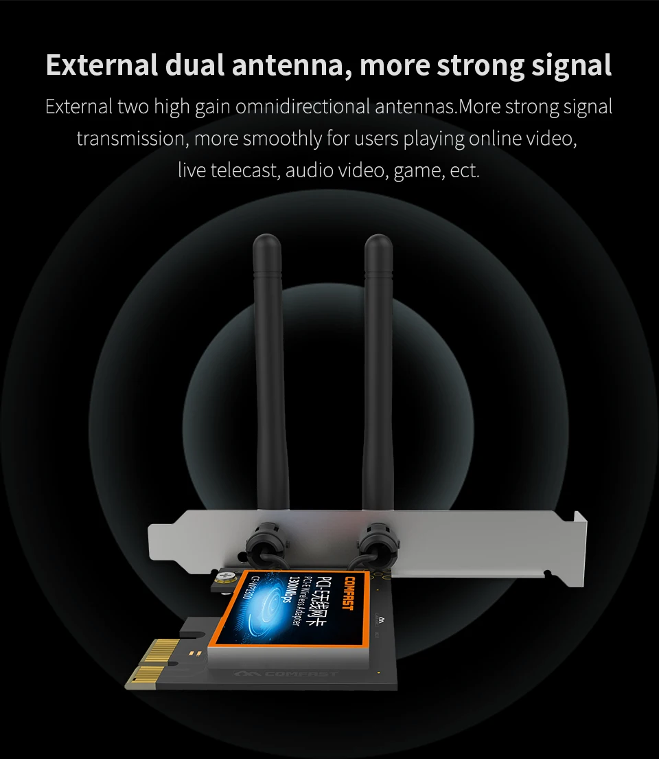 COMFAST-1300Mbps двухдиапазонный беспроводной адаптер 802.11b/g/n 2,4G/5G WiFi PCI-E X1/X4/X8/X16 слот для видеокарты настольная сетевая карта