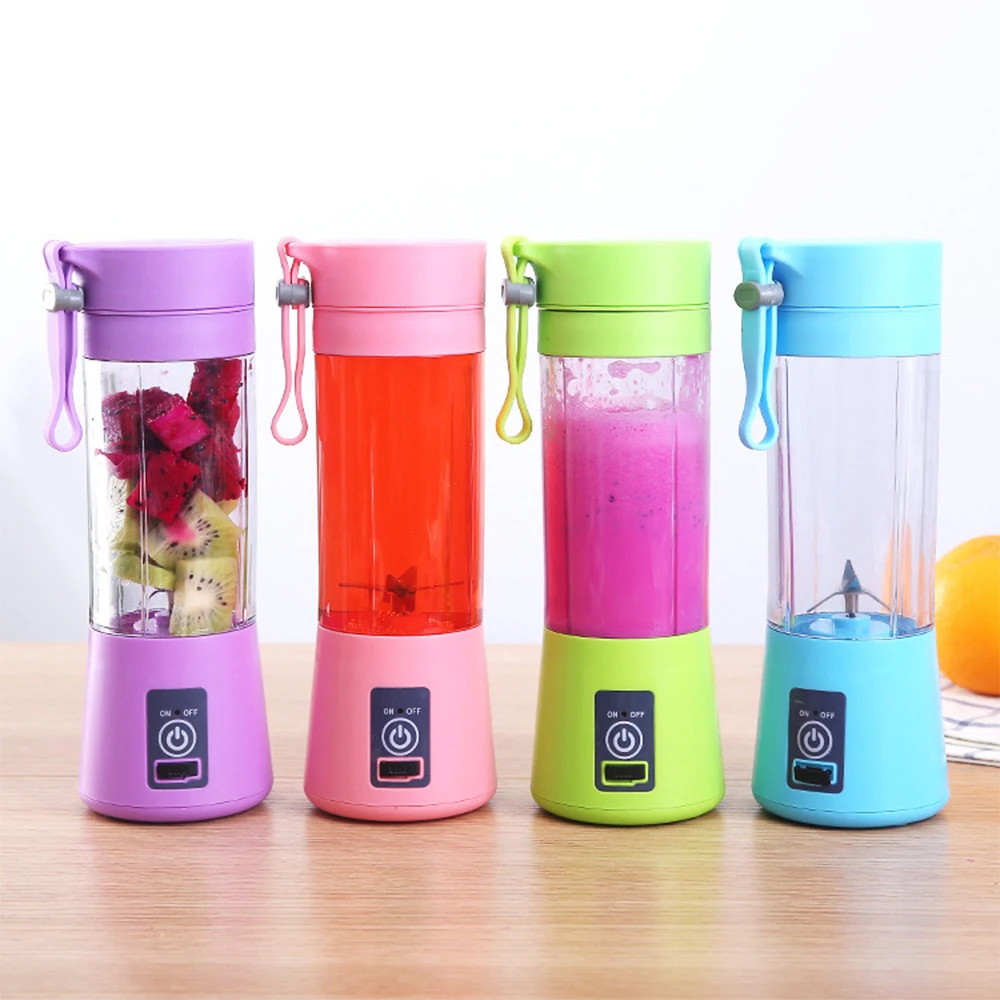 

380ml 4/6 Blades Mini Portable Electric Fruit Juicer USB Rechargeable Smoothie Maker Blender Machine Sports Bottle Juicing Cup