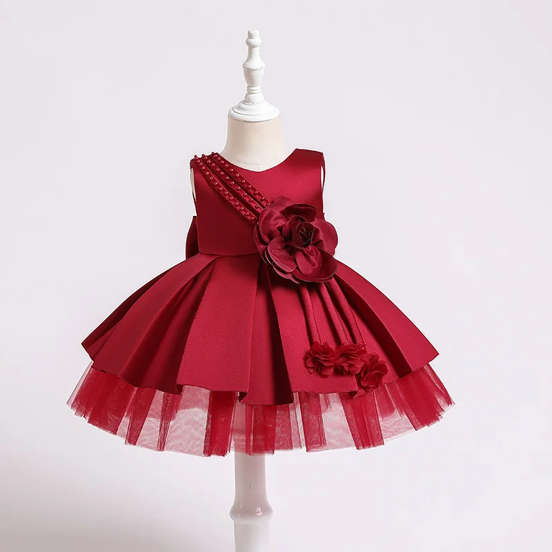 Elegant Summer Dress For Girls Beading Tutu Baby Girl Clothes Toddler