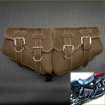 

1 Pair Motorcycle Vintage Retro Faux Leather Saddle Bag Saddlebags Storage Luggage Bag For Harley Sportster XL 883 1200