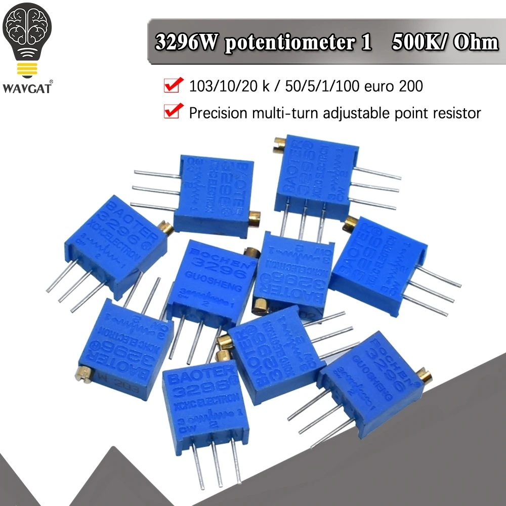 Multiturn Trimmer Potentiometer High Precision Variable Resistor 3296W 50 100 200 500 1K 2K 5K 10K 20K 50K 100K 200K 500K 1M ohm metal film resistor,metal film resistors,smd resistor,carbon film resistor,smd chip resistor,wirewound resistor,cement resistor,photo resistor,light sensitive resistor,thermal resistor,network resistor array