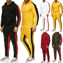 Спортивные костюмы набор Для мужчин Фитнес костюмы осень-зима из 2 предметов Повседневное Топ и штаны модные комплекты, спортивный костюм