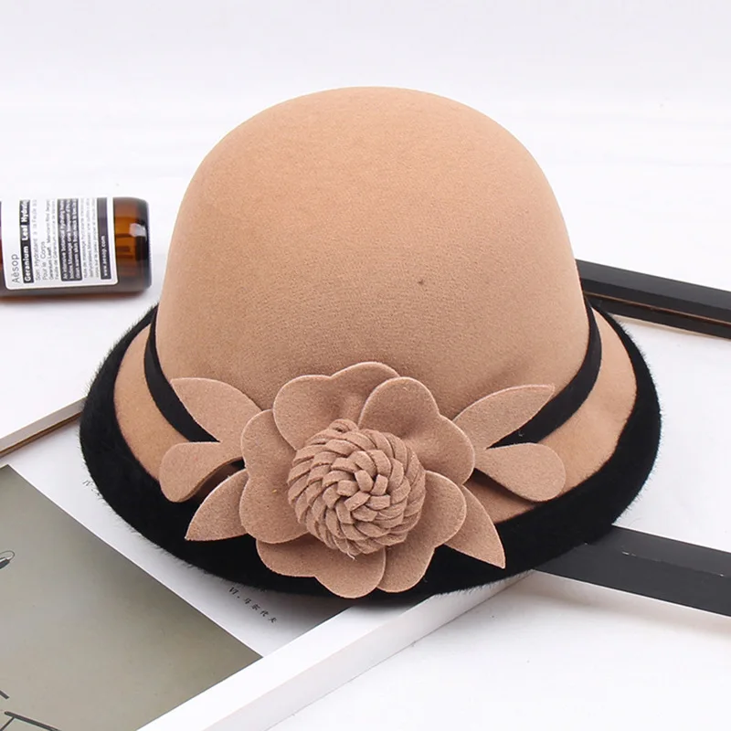 Panamanian Women's Bucket Hat Banquet Fashionable And Elegant Winter Woolen Warm Hat women bucket hat women hat bucket hat
