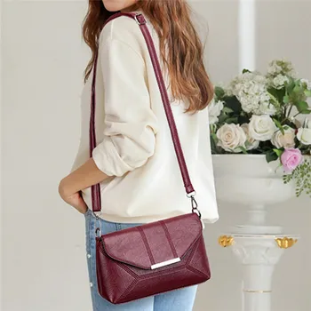 

Women Messenger Bags ladies Crossbody Bags For Girls Pu Leather Handbags Designer Women Shoulder Bags High Quality Solid