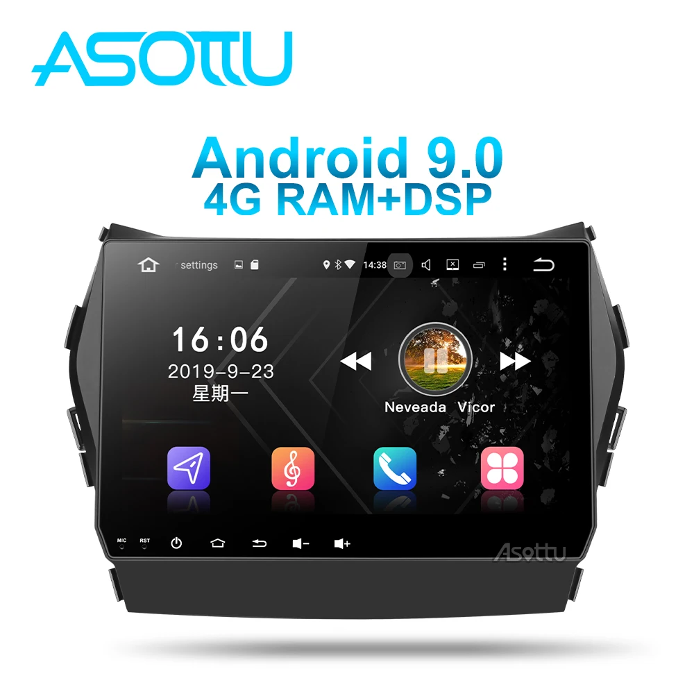 Asottu HY605 Android 9,0 PX6 автомобильный dvd для hyundai IX45 Santa fe 2013 автомобильный навигатор
