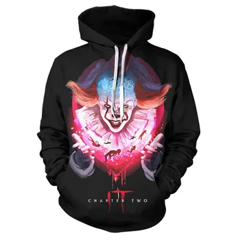 

2020 New Men Women Pennywise Clown Sweatshirt 3D Print Horror Movie It Chapter Two 3D Hoodies Long Sleeve Top Coat 5XL
