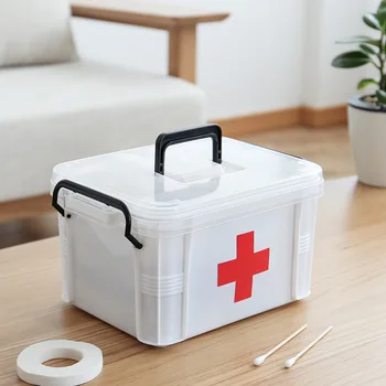 

Outdoor Travel First Aid Box 2 layers Vehicle Household Drug Storage Boxes Survival Emergency First Aid PP Box