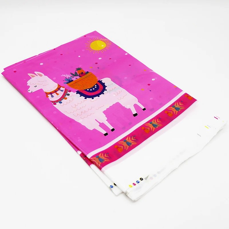 1pcs tablecloths Лама украшения для тематических вечеринок Альпака день рождения принадлежности лама тематические бумажные тарелки и стаканы салфетки баннеры - Цвет: 1pcs tablecloths