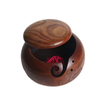 

Nature Wool Bowl Handcrafted Round Woolen Yarn Ball Container with Swirl Hook for DIY Woven Clothes Handmade Sweater