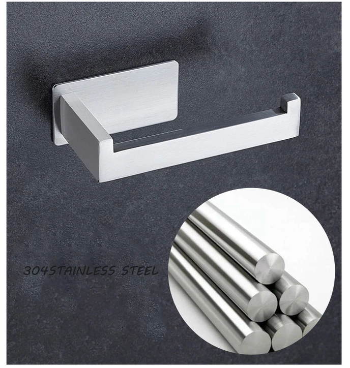 

1PCS Self Adhesive Stainless Steel Kitchen Tissue Hanging Holder Bathroom Toilet Roll Paper Holder Towel Rack Cabinet Door Hook