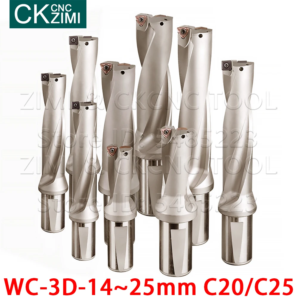 WC 3D depth U drill C20 C25 C40 14-45mm Indexable Drill Bit fast drill Water U drill CNC Lathe tool for WCMX WCMT Turning insert