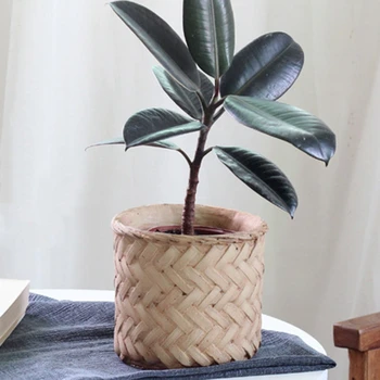 

Lmitation Bamboo Woven Cement Flower Pot Retro Woven Storage Bamboo Basket Lndoor Potted Flower Decoration Decoration