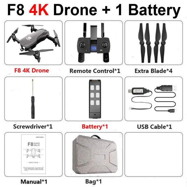 F8 gps Дрон с камерой 4K 1080P HD двухосевой антивибрационный самостабилизирующийся шарнир RC Дрон wifi FPV складной Квадрокоптер бесщеточный - Цвет: 4K 1Battery Bag