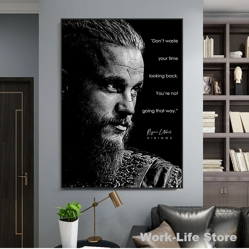 Viking Figure Print Motivational Quote Oil Painting on Canvas Poster and Prints Movie Star Wall Art Bedroom Decor Picture | Дом и сад