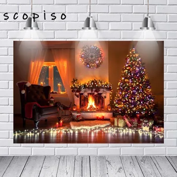 

Scopiso Tree Fireplace Gift Interior Scenic Photography Backgrounds Customized Photographic Backdrops Photo Studio Prop