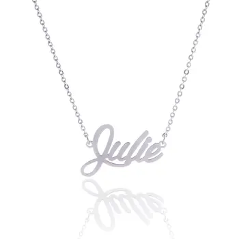 

2020 Silver English Name Necklace Customized Nameplate Necklaces Birthday Stainless Steel Engraving Gift Personalized Jewelry