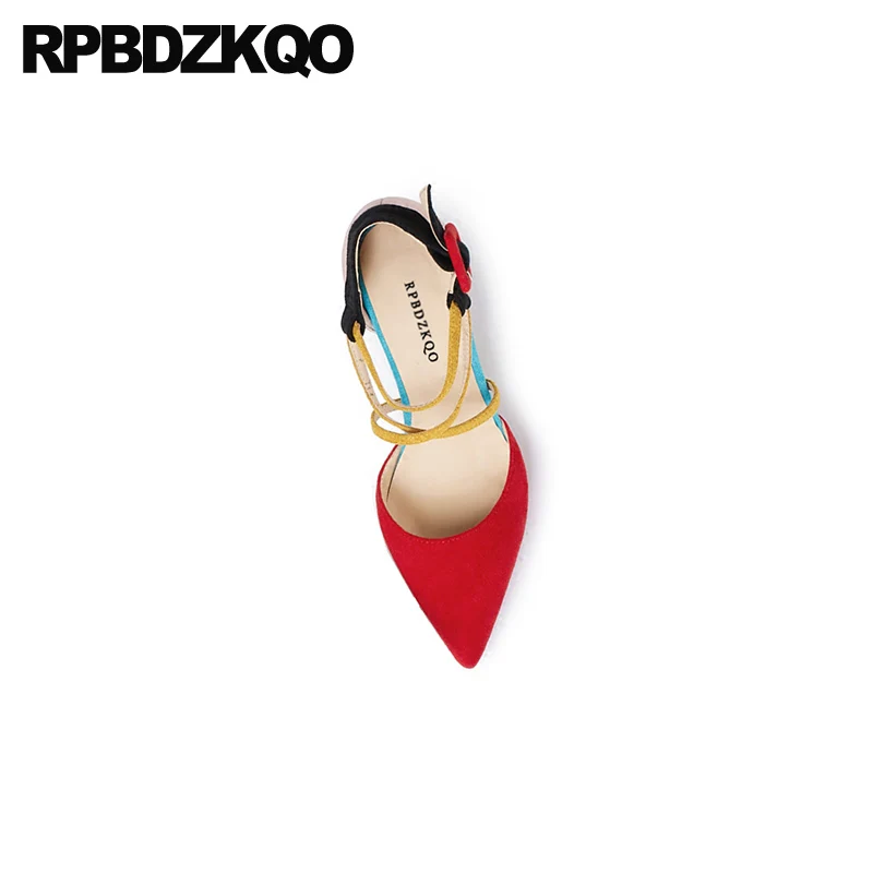 маленький размер пересекать ремень закрыто элегантный Красные туфли для