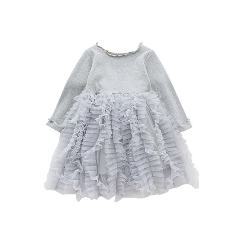 Новое Детское платье принцессы одежда с длинными рукавами для маленьких девочек