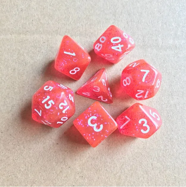 1 7 шт./компл. игральные кости DND набор многогранных TRPG игры непрозрачные D4-D20 Многосторонние кости для настольной игры - Цвет: 1