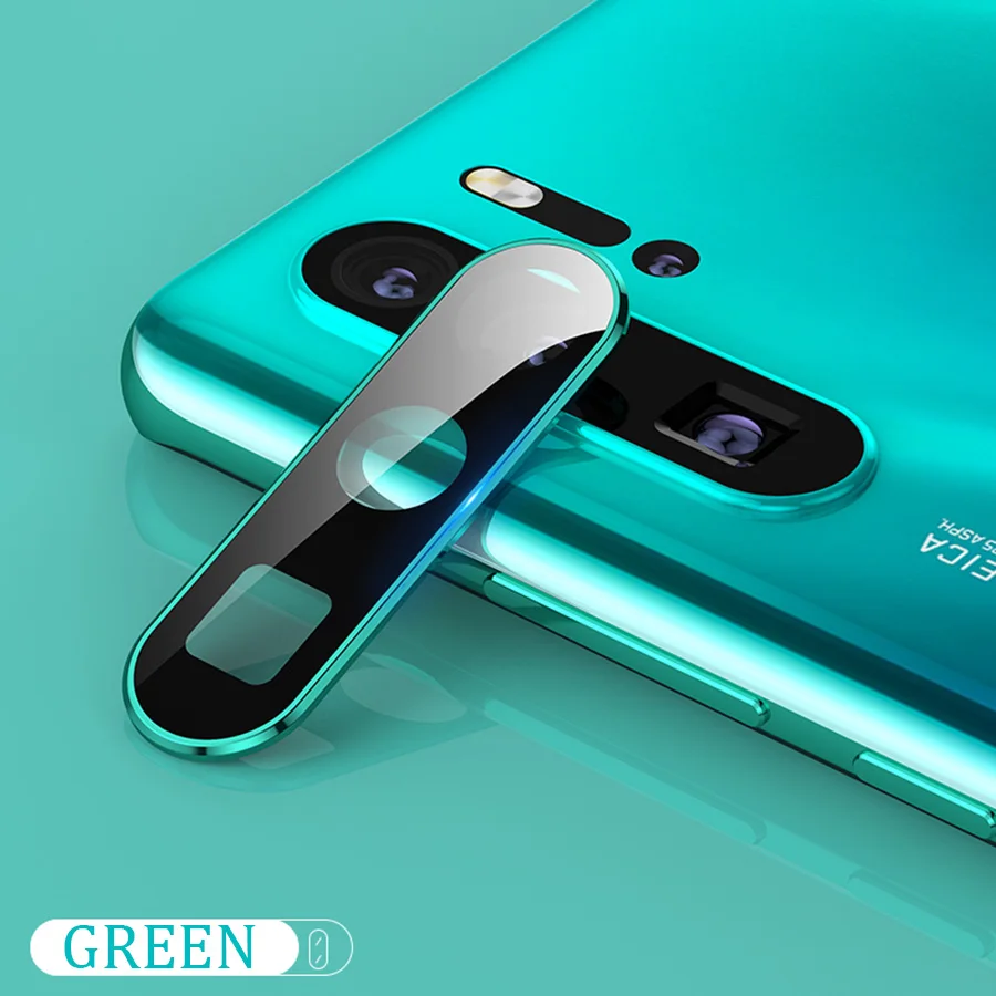 Для huawei P30 Pro Чехол для Камеры антидетонационный Лен закаленное стекло+ металлический чехол для huawei P30 защита для объектива камеры пленка - Цвет: Green