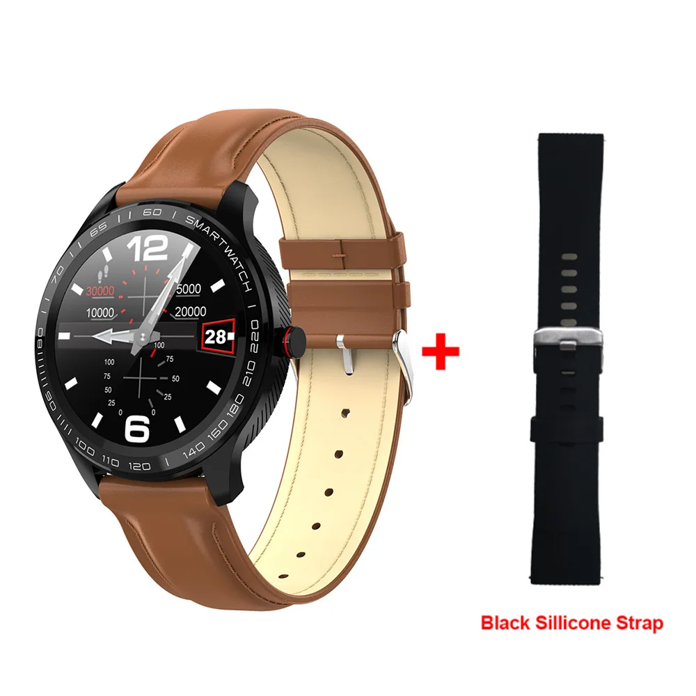 brown black sil LEMFO L9 PCG+ ЭКГ Смарт-часы напоминание о сердечном ритме, полный сенсорный смарт-часы IP68 Водонепроницаемые часы для мужчин для Android IOS - Цвет: brown black sil