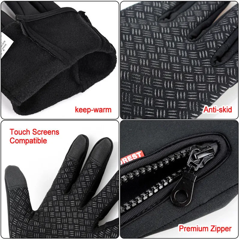 Новые модные перчатки с сенсорным экраном мужские зимний теплый непродуваемый перчатки классические уличные спортивные лыжные водонепроницаемые перчатки