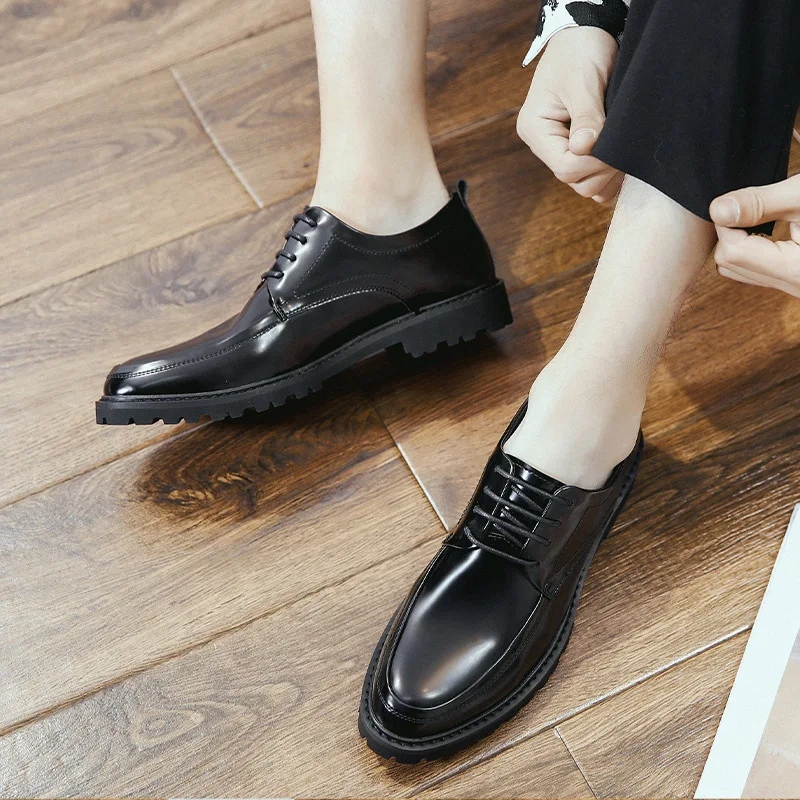 

2019 Men Casual Youth Summer Lace-up New Style Calf Split Leather Korean-style England Versatile Nightclub Adult Shoes