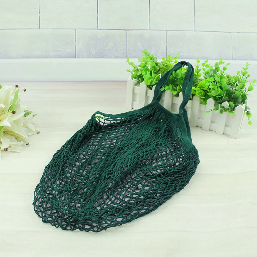 Продуктовый хлопковый карманный портативный модный длинный прибор для хранения фруктов однотонная сетка многоразовая сумка для покупок сумка большой вместимости