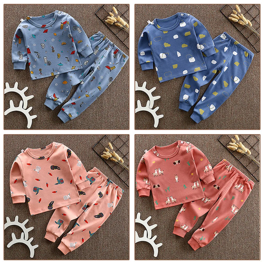 Casual Kids Boys Girls Clothes Set Autumn Winter Long Sleeve Pajamas Cartoon Home wear Toddler Child Boy Girl Outfits 9 11 Years