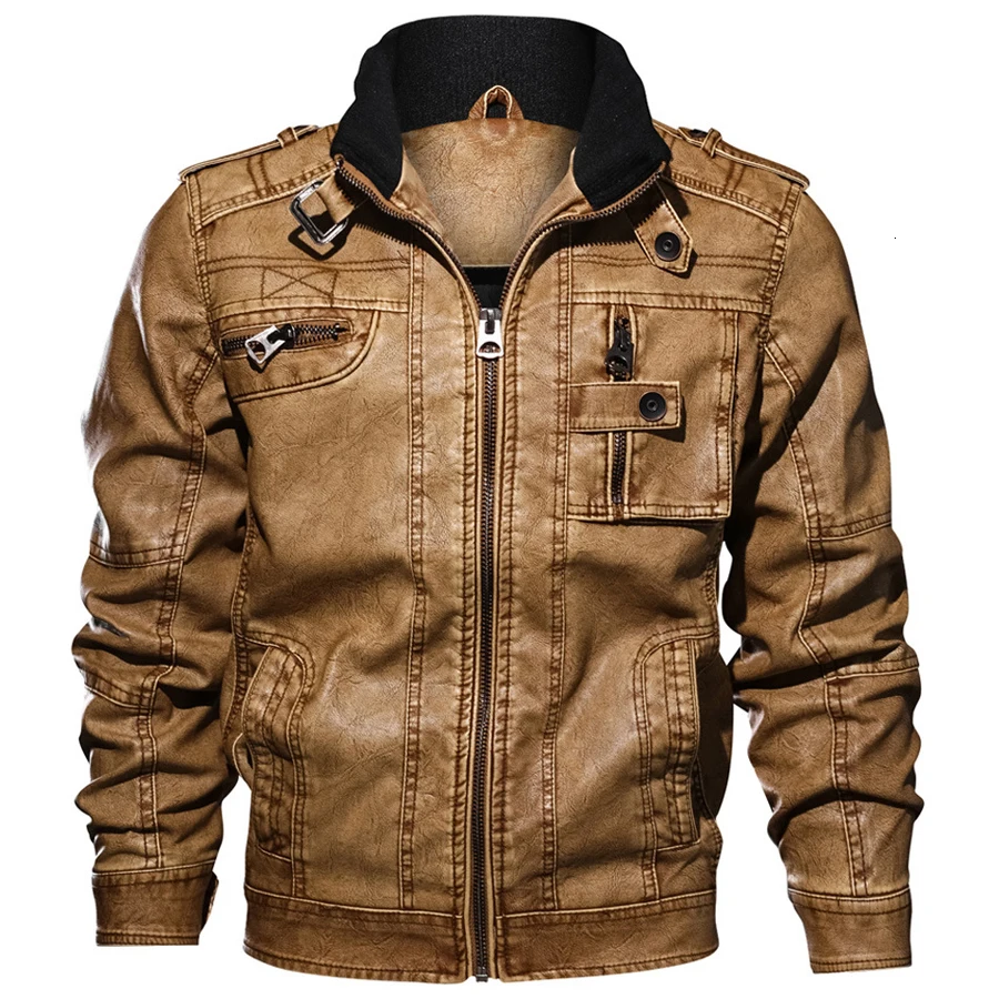 Куртки для мужчин Slim Fit Повседневная Верхняя одежда куртка-бомбер Winderbreaker PU мотоциклетная кожаная куртка Мужская Новая шуба 6XL 7XL