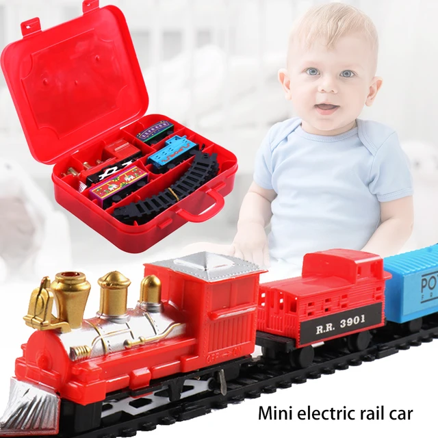 New Small Train Toy Battery Powered Engine Train Kids Wooden Railway Electric Train Compatible Wooden Track all kinds optional 6