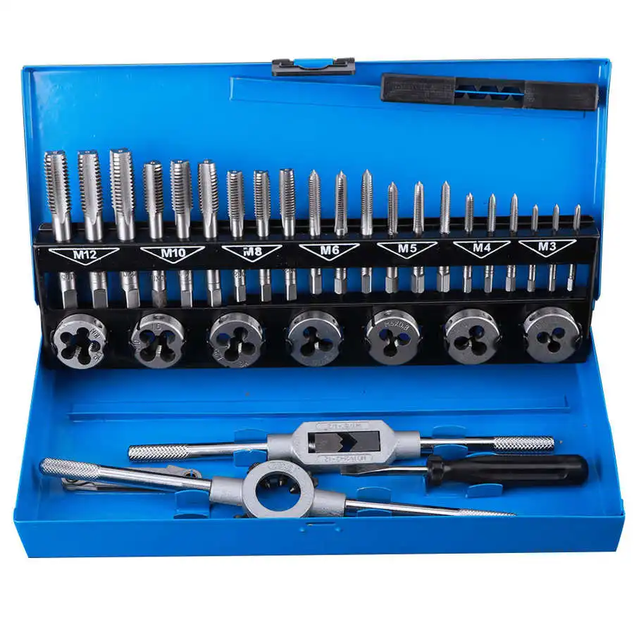 32Pcs/Set M3 M12 Tap Wrench M1 M25 Die Wrench Threaded Tap and Die 
