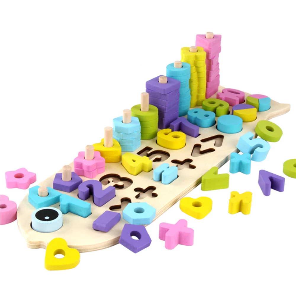 Детские деревянные игрушки montessori геометрический цифровые обучающих игрушек для детей раннего Образование Обучение счету цифры цифровой
