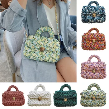 

Crossbody Ladies Hand BagsWomen's Bag Straw Beach Casual Grass Weaving Cotton Shoulder Bucket Bag Sac Bandouliere Femme#15