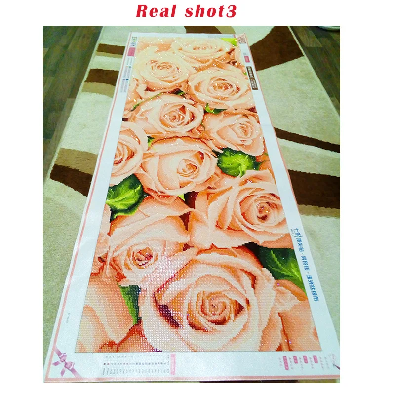Koop Volledige diamant schilderij 128x48cm Roze Roos patroon Decoratieve Schilderen strass Handgemaakte mozaïek, bloemen, diy diamant borduurwerk