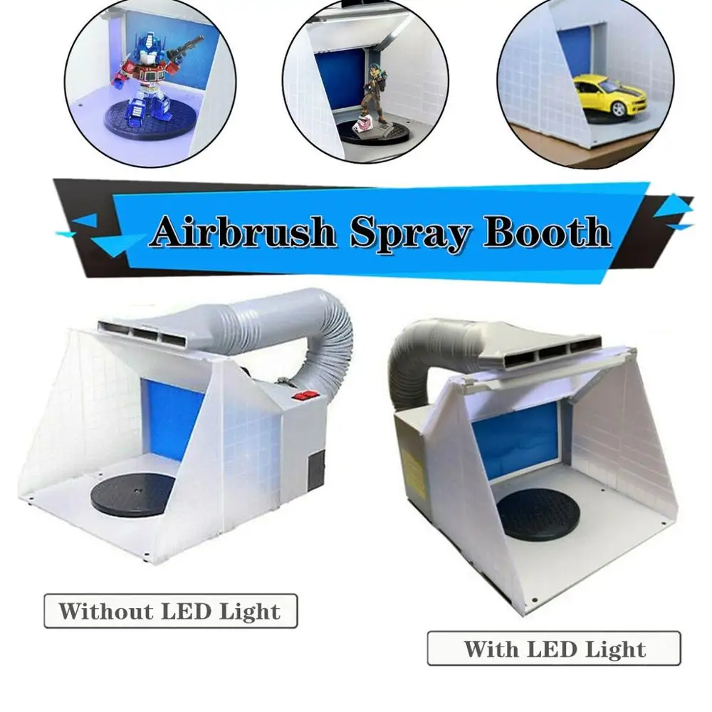 

LED Light Hobby Airbrush Spray Booth Exhaust Filter Extractor Portable Set System Paint Kit for Model Crafts Figures Air Brush