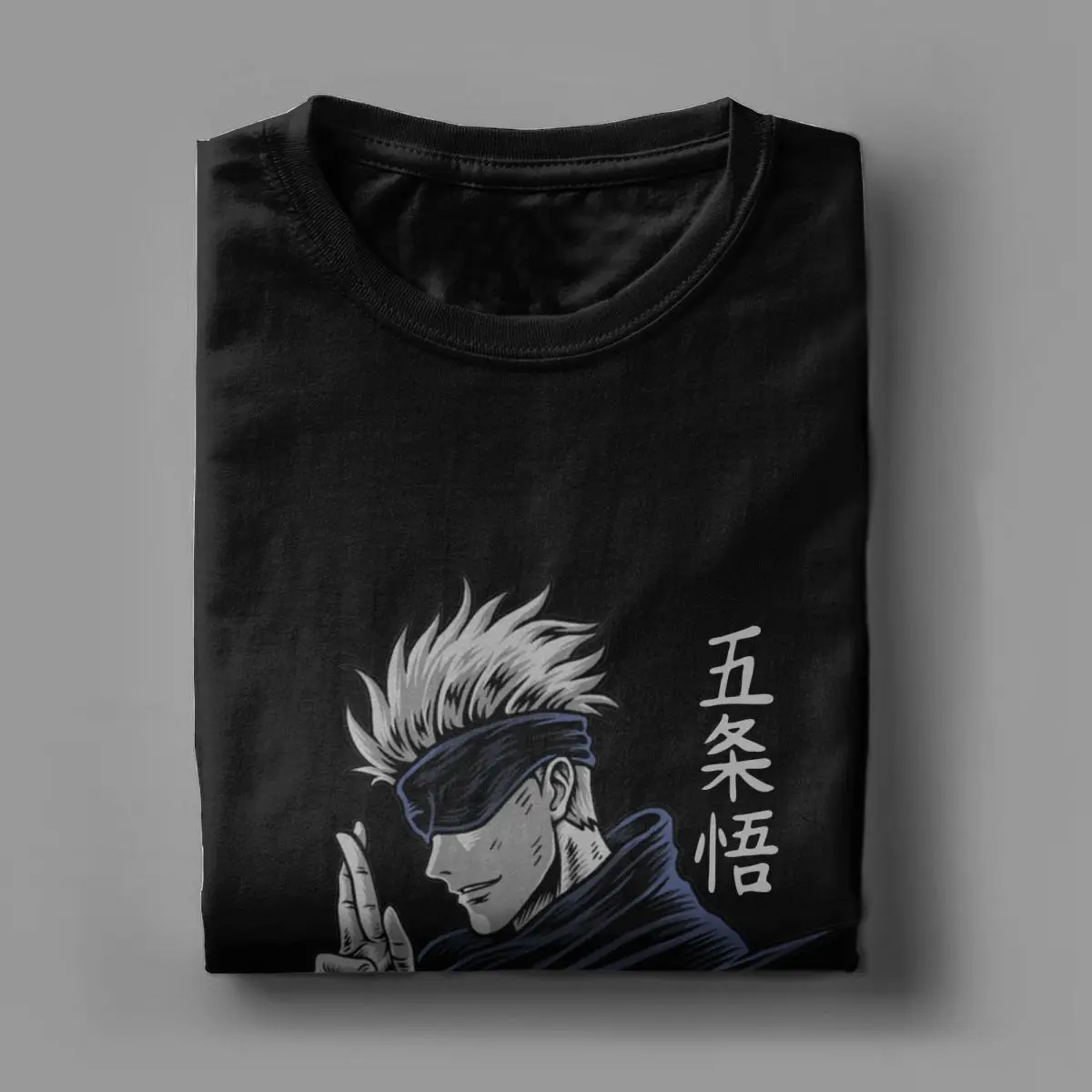 Men's Vintage Anime Graphic T-Shirt - Gojo Satoru Manga Design, 100% Cotton, Funny Short Sleeve Tee Gift