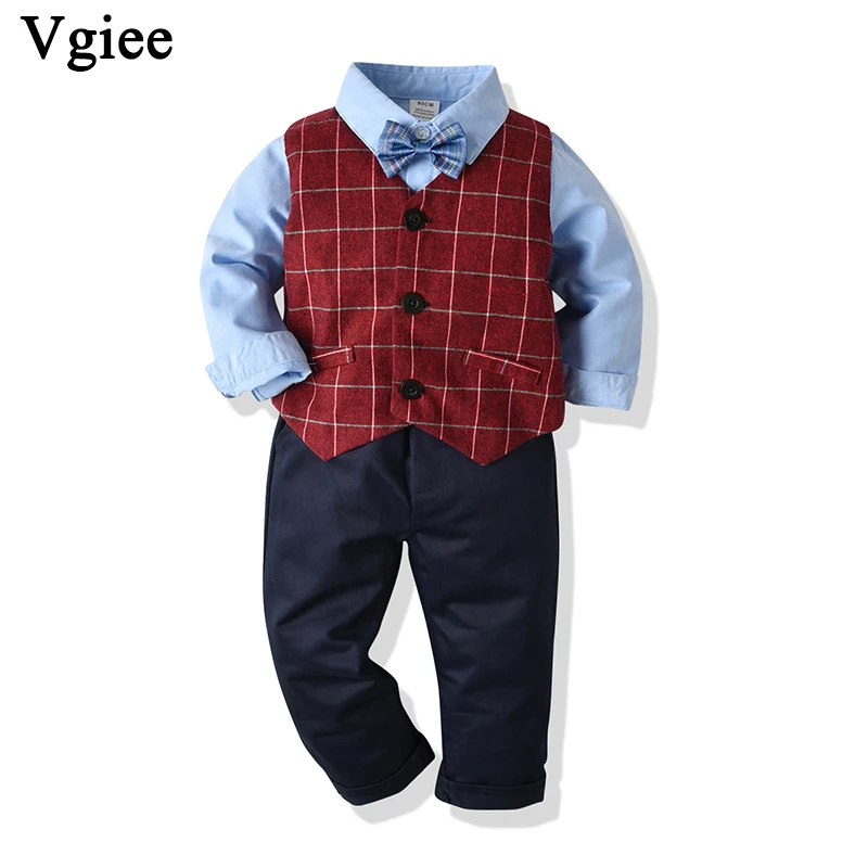 

Vgiee Boys Set Fall Winter Clothes for Kids Children Set Birthday Party Wedding Outfits Clothing Plaid Casual Vest Clothes CC733