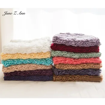 

Jane Z Ann Hand Knitting Soft Baby Photography Blanket Wool Chunky Blanket Newborn Basket Filler Newborn Photography Props