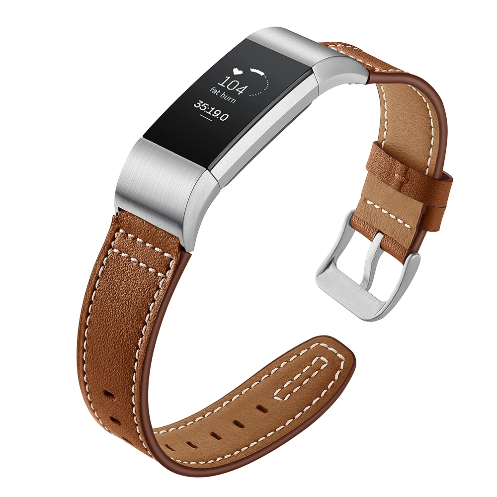 Для FitBit Charge 2 кожаный ремешок браслет с регулируемой длиной дышащая натуральная кожа быстросъемный сменный ремешок для часов - Цвет: Brown