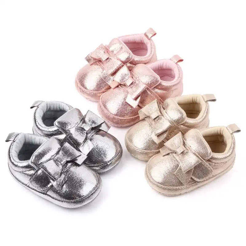 silver glitter baby shoes