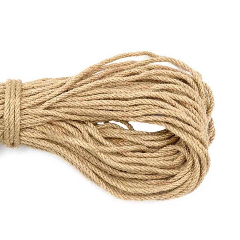 6mmx100M Ropes Jute Twine Rope Natural Hemp Cord Decor Cat Pet Scratching Home Art Decor