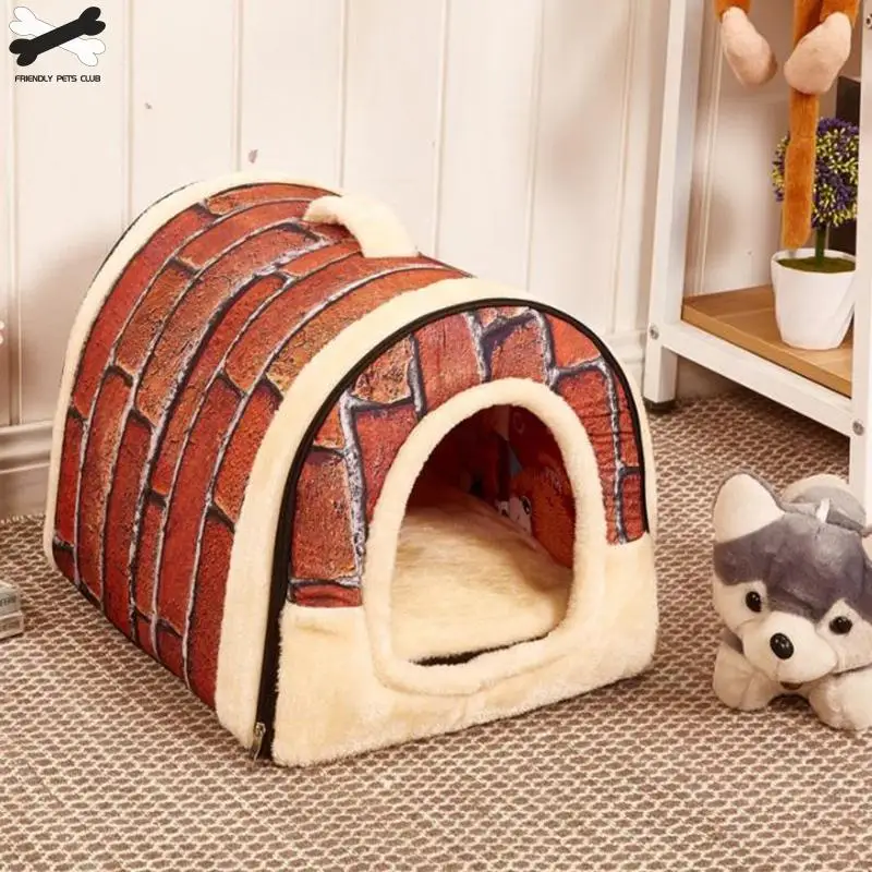 buy New Warm Dog House Comfortable Print Stars Kennel Mat For Pet Puppy Top Quality Foldable Cat Sleeping Bed