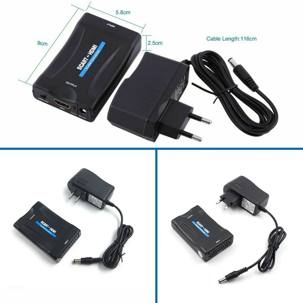 1080P Scart в HDMI конвертер аудио высококлассный видео адаптер для HD tv Sky Box STB для смартфона HD tv DVD новейший EU/US разъем питания