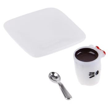 

Hot sale 1:12 Miniature Coffee Cup & Saucer & Spoon Simulation Dollhouse Furniture Toy